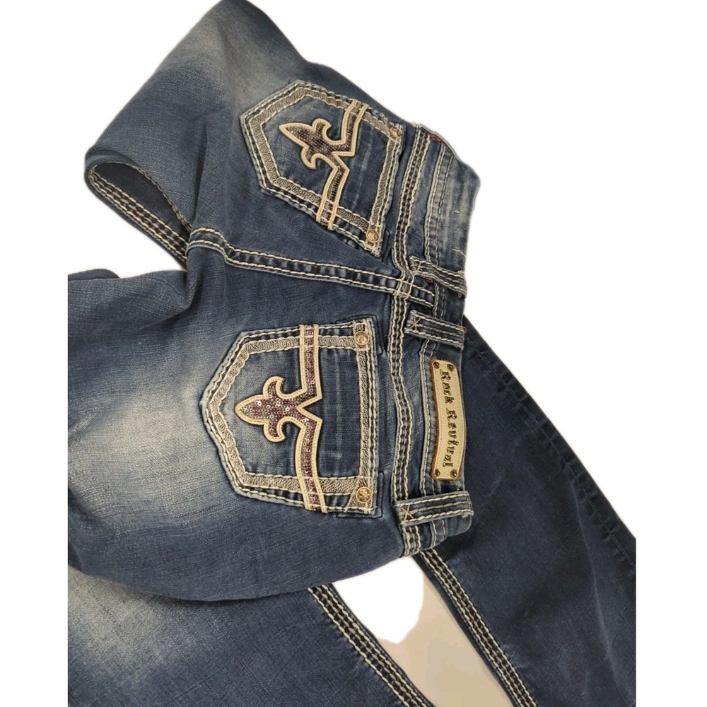 Rock Revival Jeans Womens 27 Jacklyn Bootcut Sequin Indie grunge Cowgirl retro